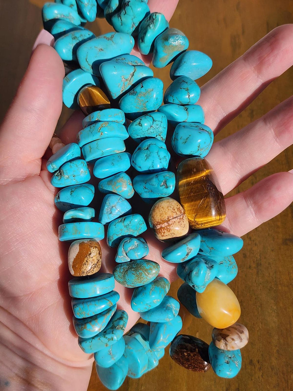 Genuine Chunky Turquoise Southwest Necklace Silver 925 w Tiger’s Eye 284g