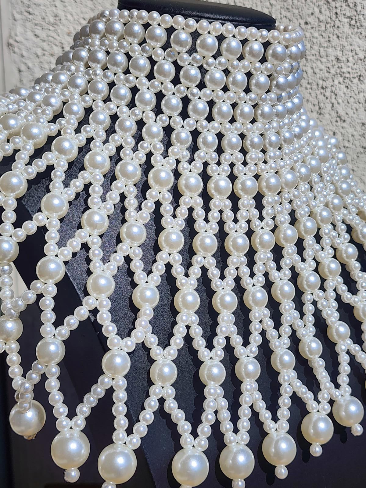 Dramatic Pearl Bib Collar Necklace | Statement Choker | Bridal Runway Jewelry