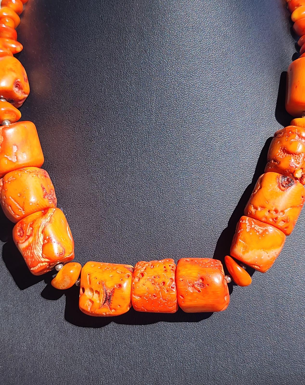 Barse Chunky Coral Statement Necklace Marked Barse & 925 172 grams 20" Long