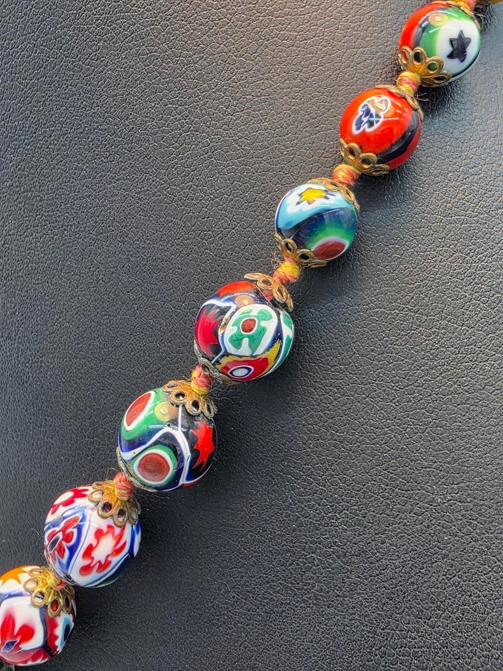 Vintage Murano Millefiori Venetian Glass Necklace Ercole Moretti Italian Art