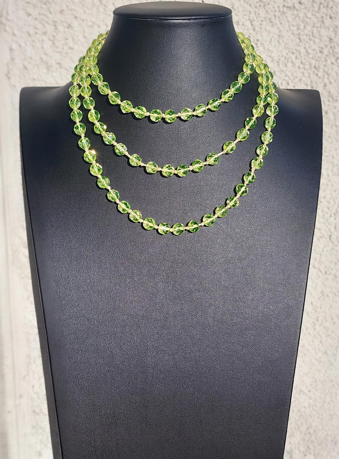 Vintage Yellow Uranium Glass Necklace 50" UV Glow Flapper Blacklight Jewelry