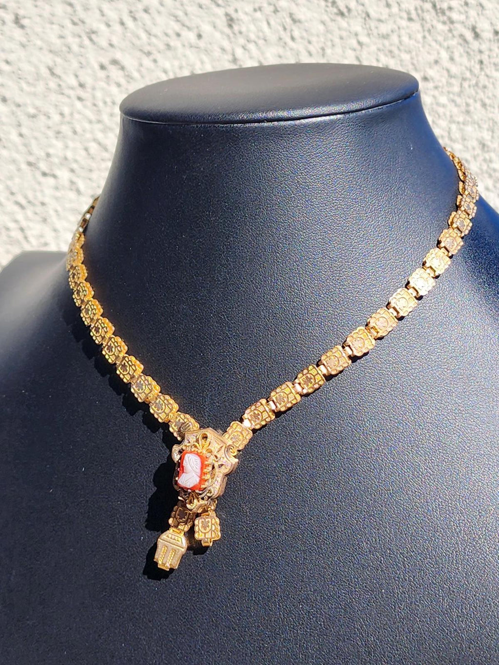 Antique Gold Fill Cameo Necklace Victorian Edwardian Art Deco Jewelry 1910–1930