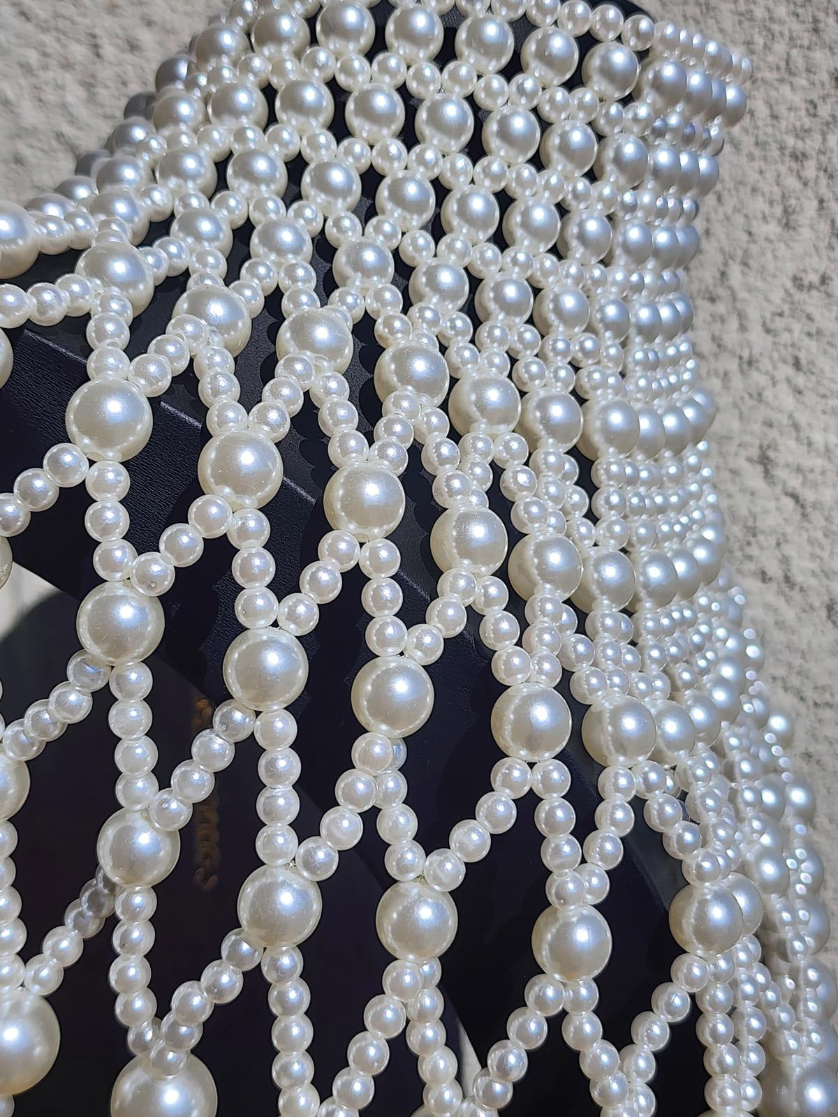 Dramatic Pearl Bib Collar Necklace | Statement Choker | Bridal Runway Jewelry