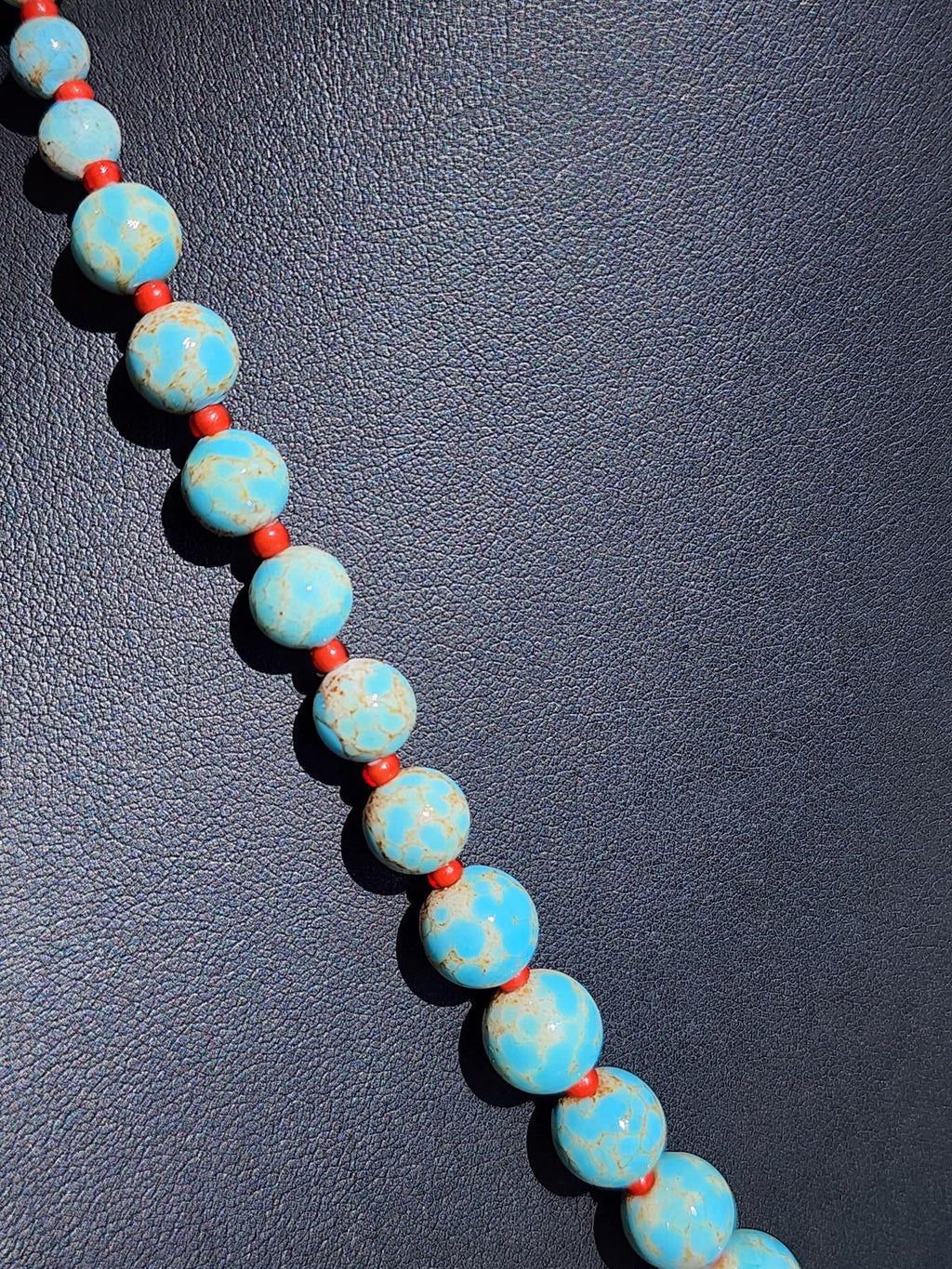 Antique Hubbell Glass Turquoise Bead Necklace | Czech Trade Beads | Coral | Handmade Silver Clasp | Navajo Old Pawn Southwest | Early 1900s