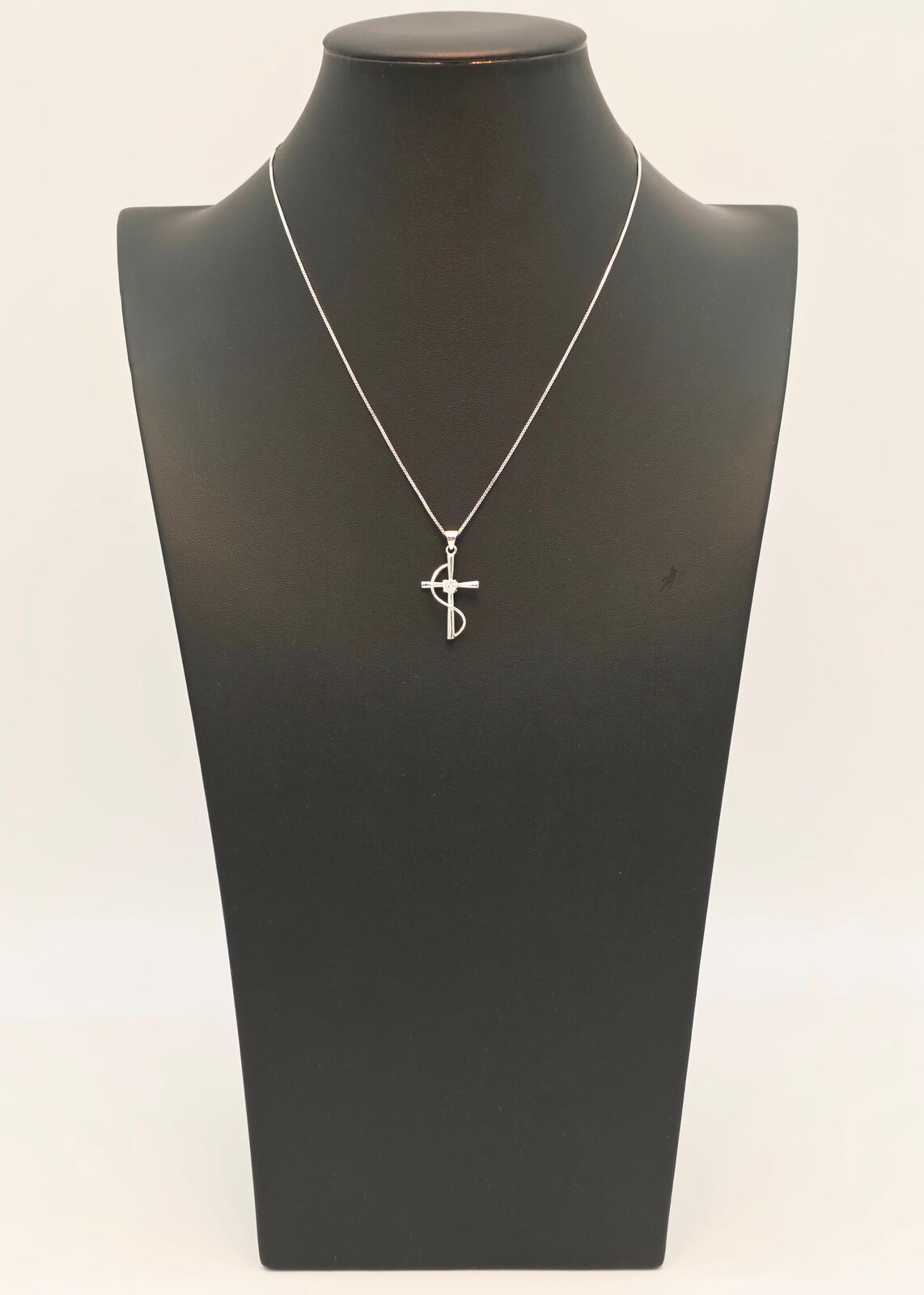 Sterling Silver Cross Necklace Italy 925 CZ Pendant Modern Faith