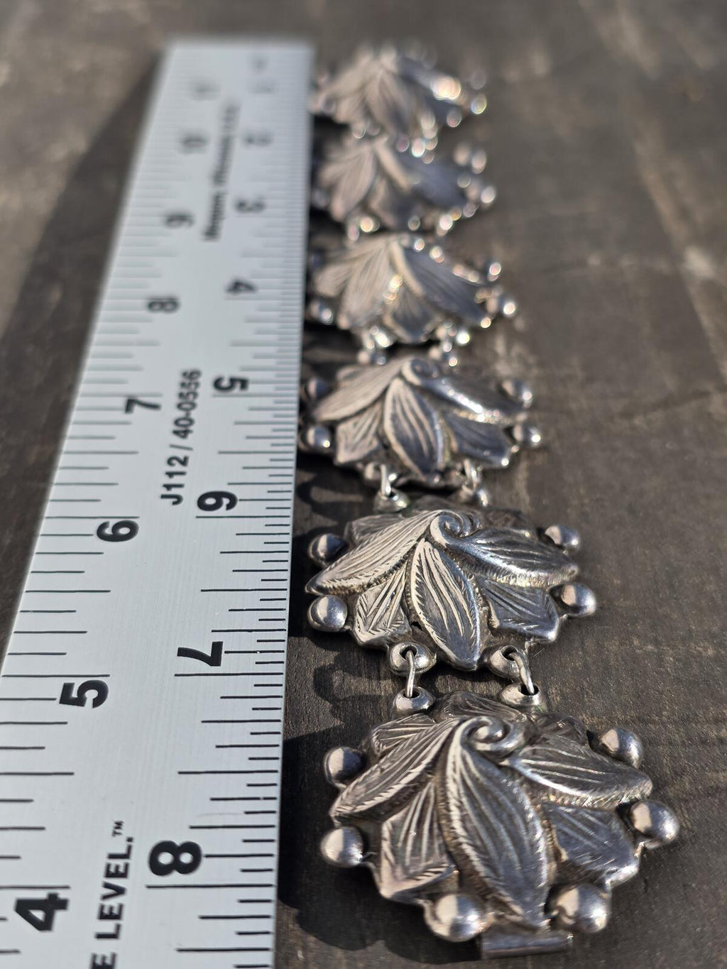 Rare Vintage Los Castillo Taxco Sterling Silver Leaf Bracelet 1940s 60g #662
