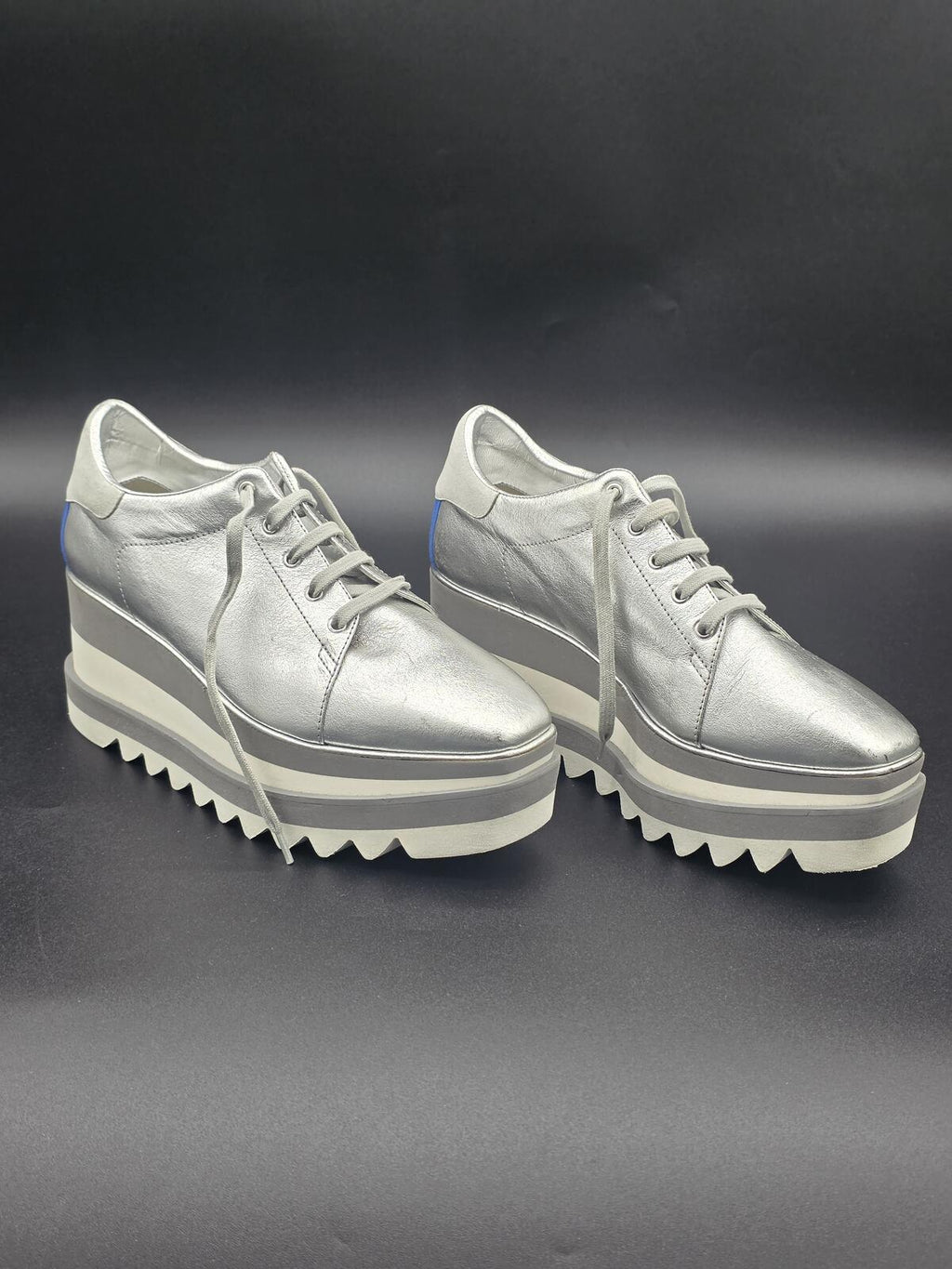 Stella McCartney Elyse Silver Platform Shoe EU38 US8, Like New, Made in Italy