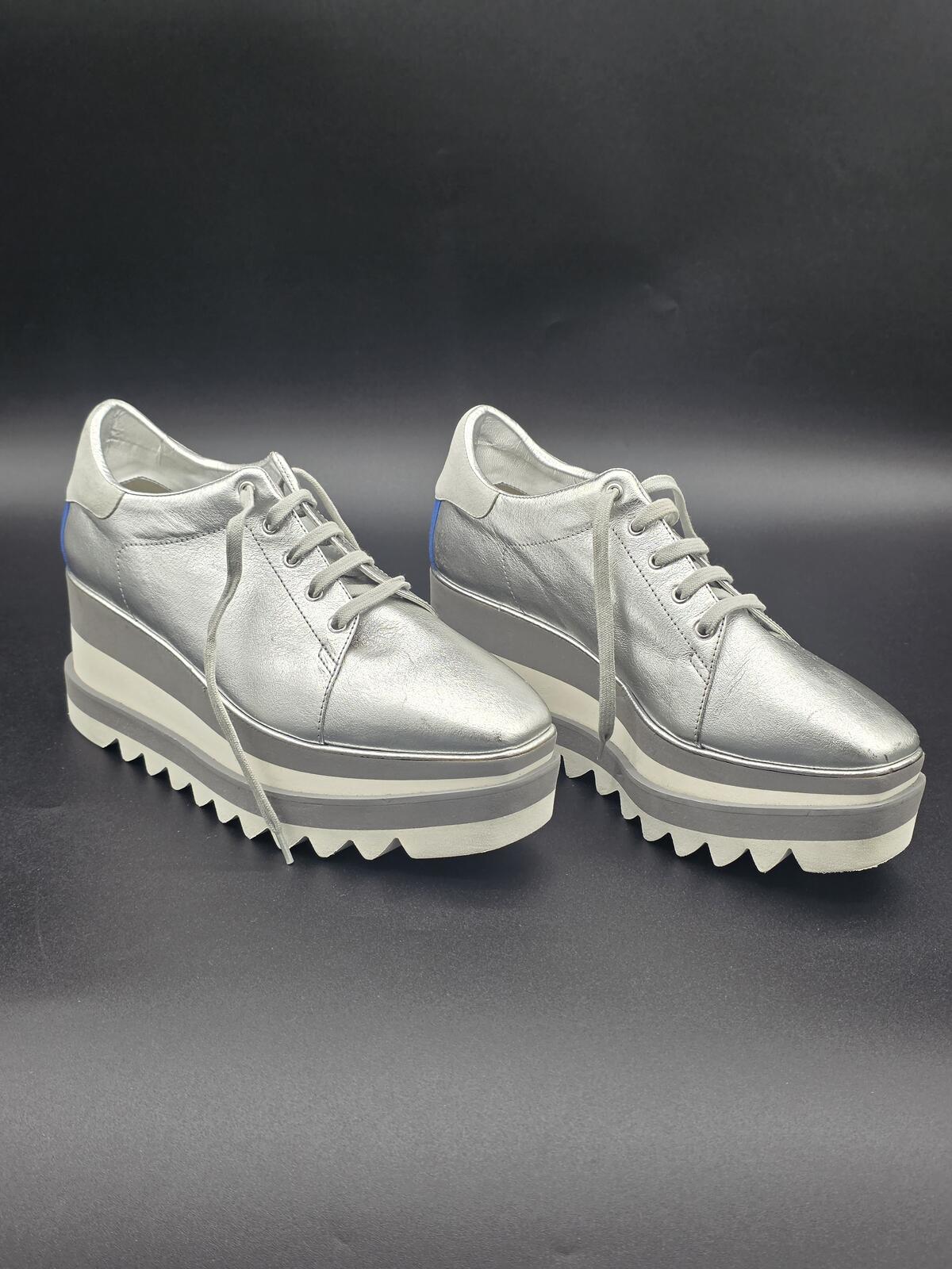 Stella McCartney Elyse Silver Platform Shoe EU38 US8, Like New, Made in Italy