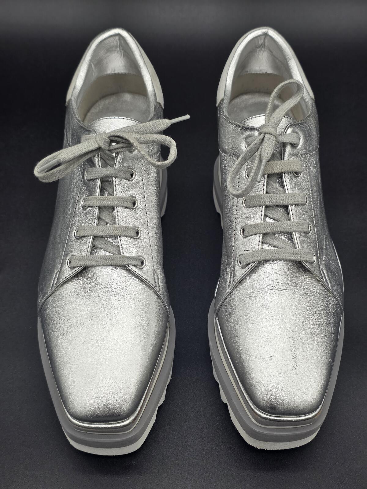 Stella McCartney Elyse Silver Platform Shoe EU38 US8, Like New, Made in Italy