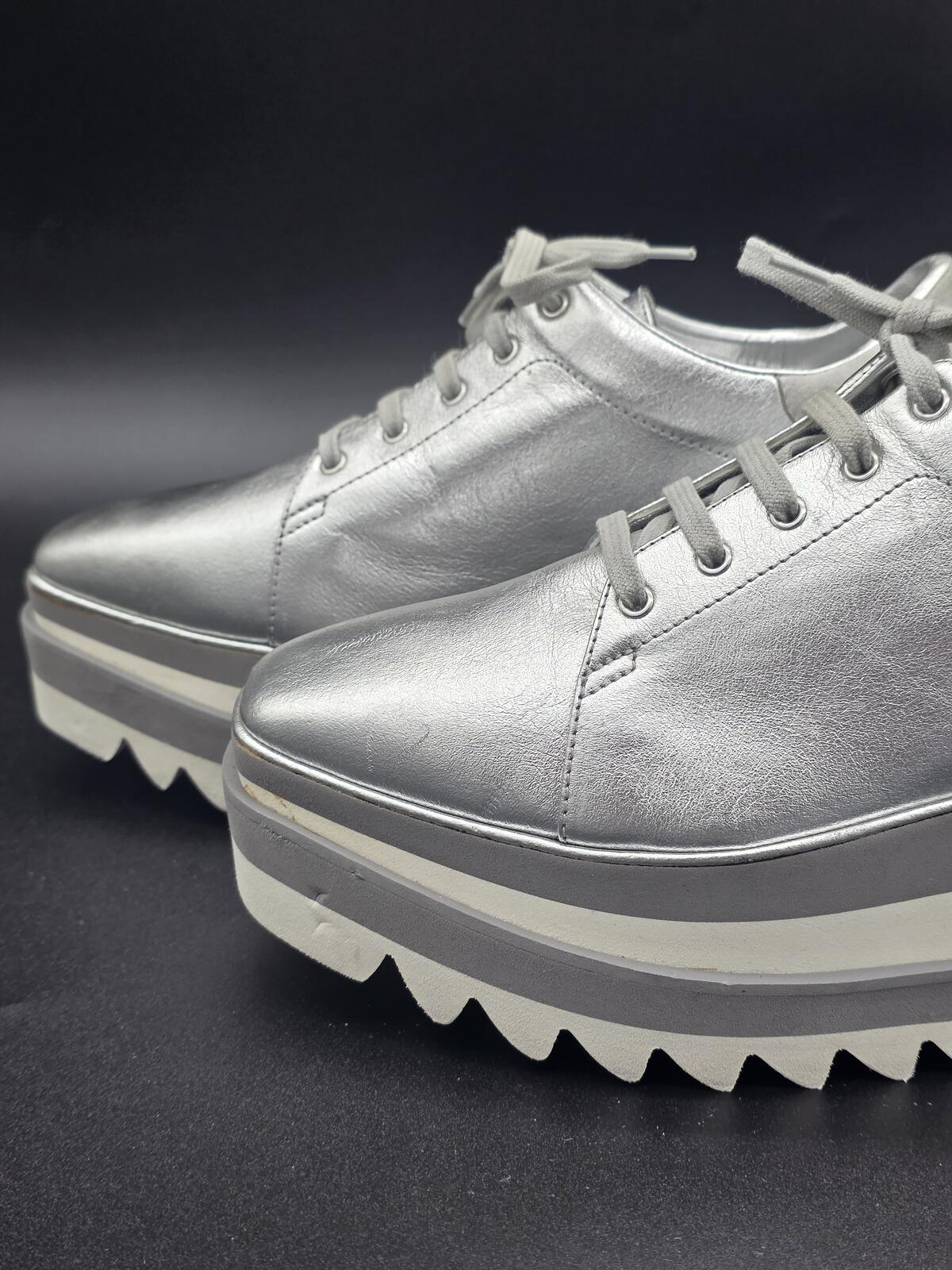 Stella McCartney Elyse Silver Platform Shoe EU38 US8, Like New, Made in Italy