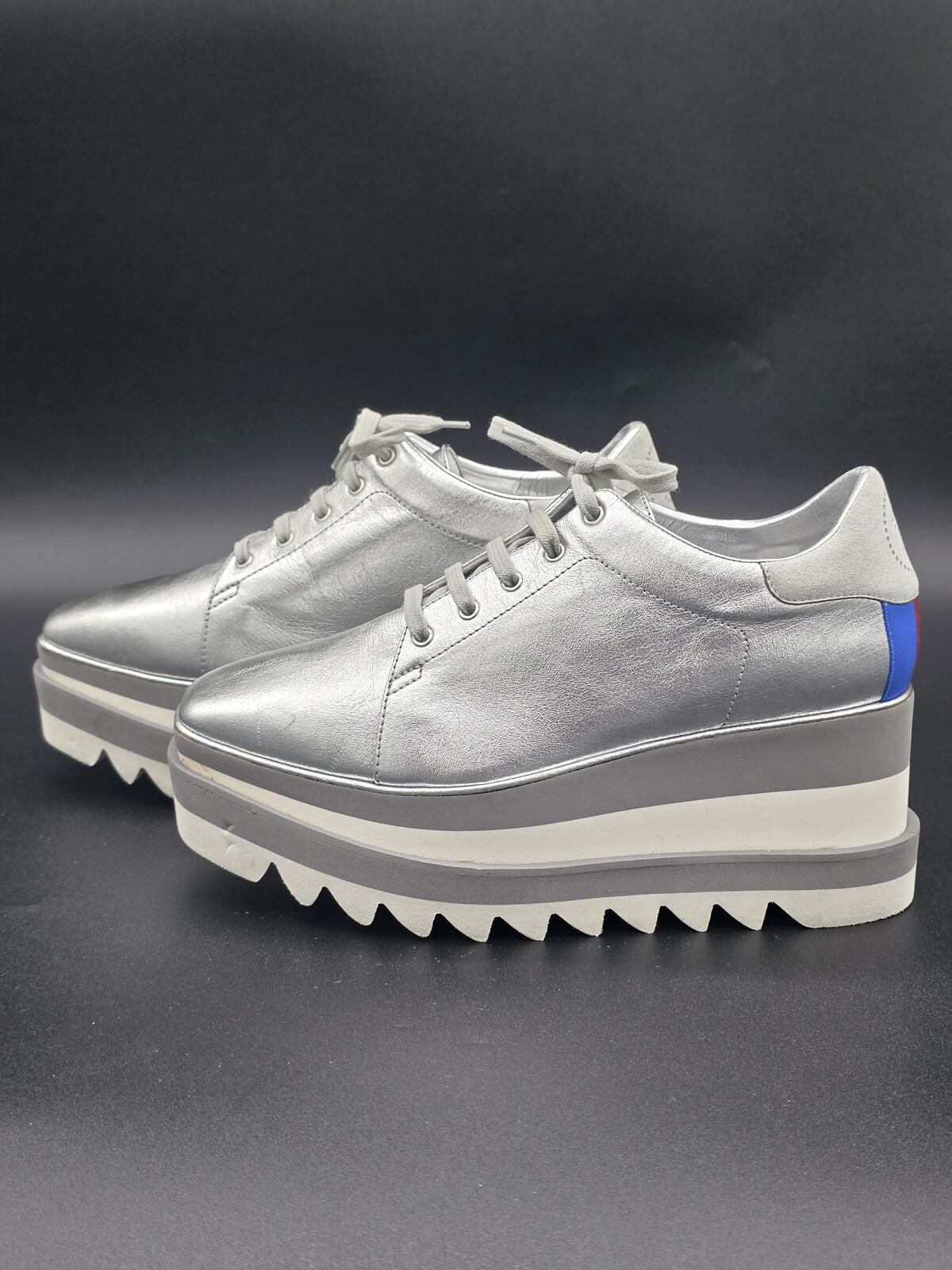 Stella McCartney Elyse Silver Platform Shoe EU38 US8, Like New, Made in Italy