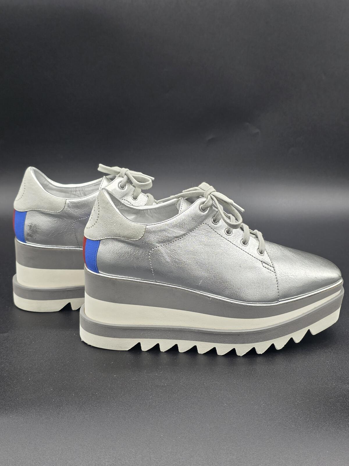 Stella McCartney Elyse Silver Platform Shoe EU38 US8, Like New, Made in Italy