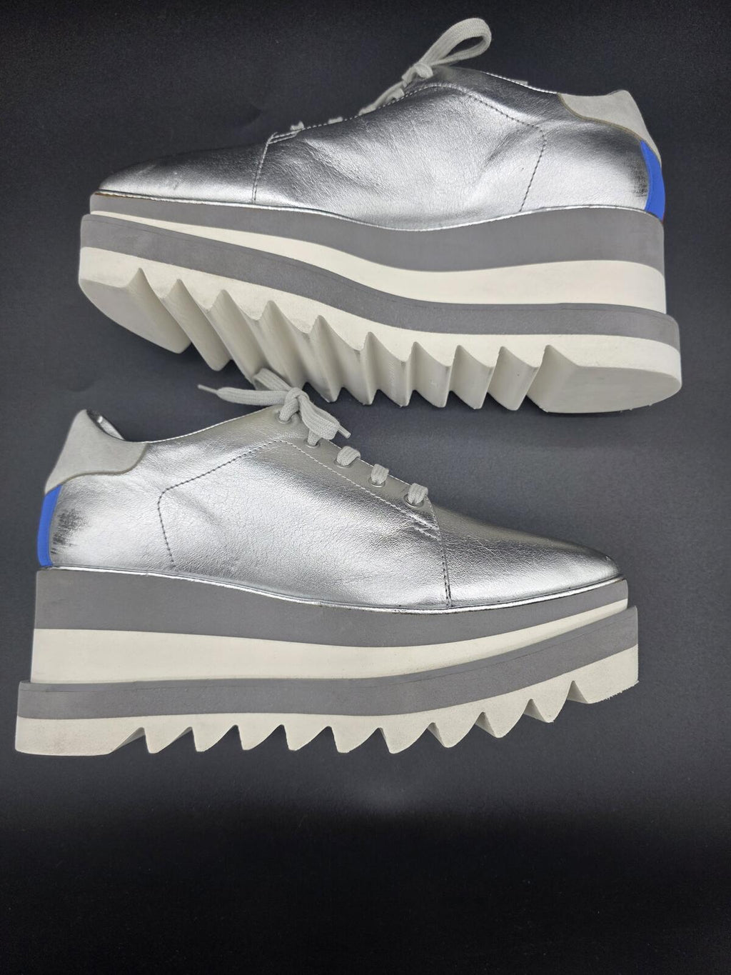 Stella McCartney Elyse Silver Platform Shoe EU38 US8, Like New, Made in Italy