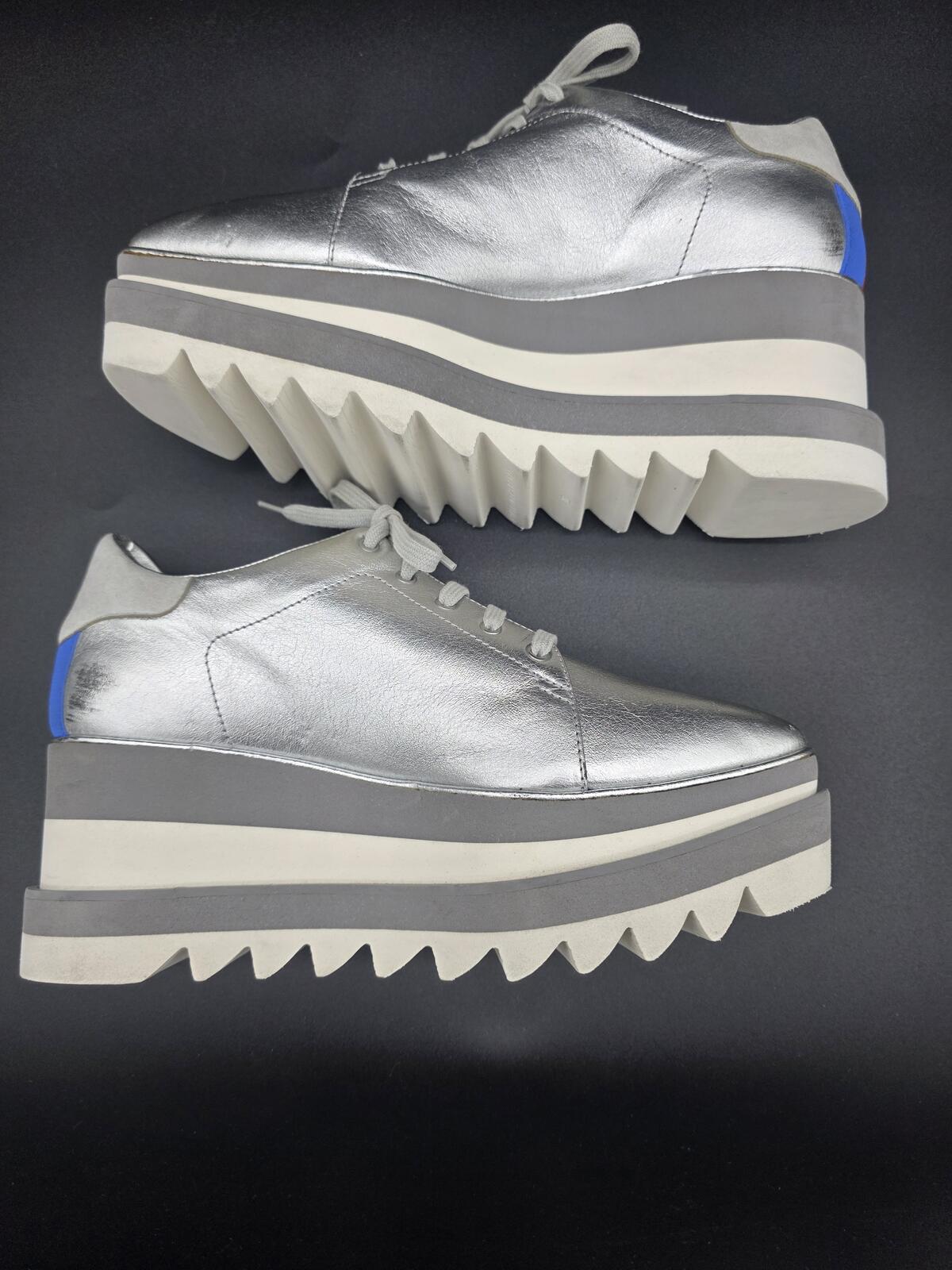 Stella McCartney Elyse Silver Platform Shoe EU38 US8, Like New, Made in Italy