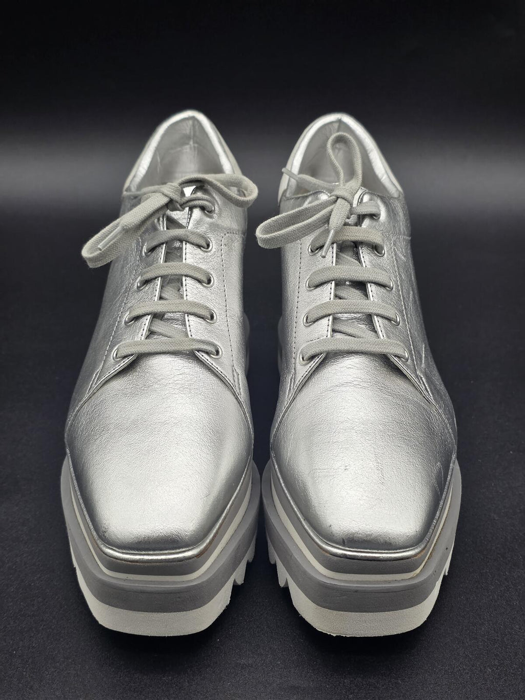 Stella McCartney Elyse Silver Platform Shoe EU38 US8, Like New, Made in Italy