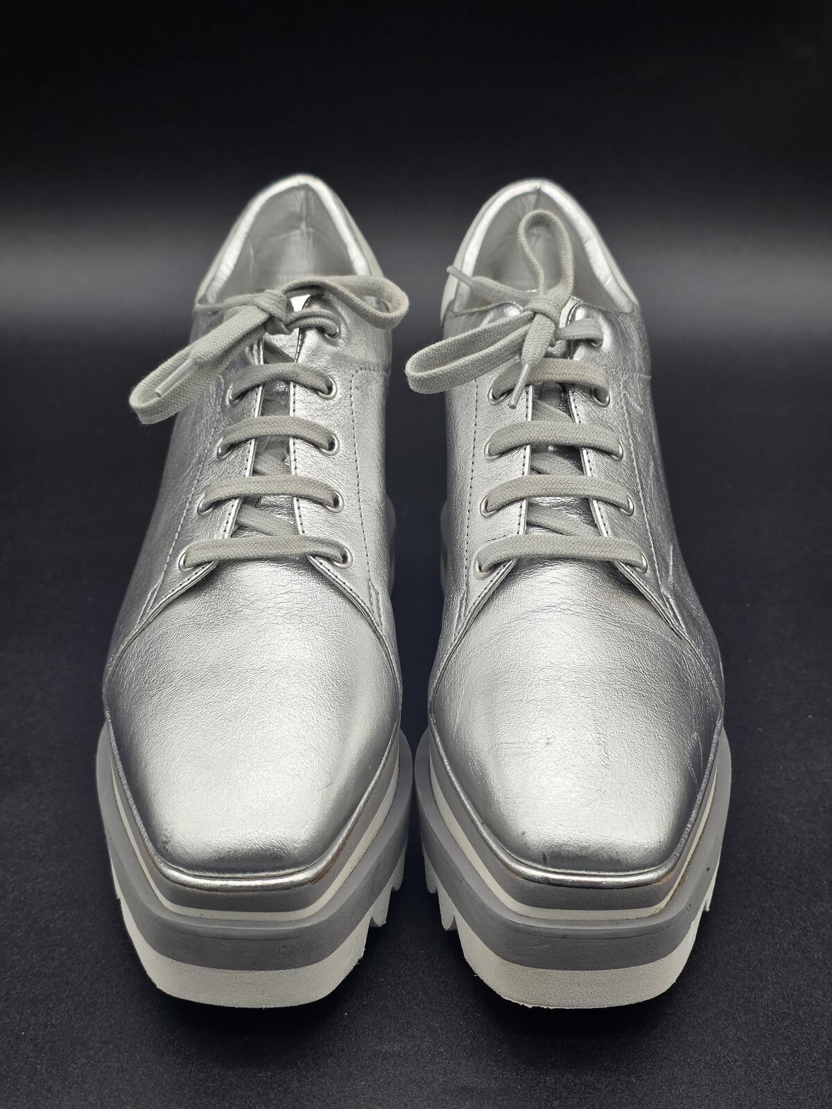 Stella McCartney Elyse Silver Platform Shoe EU38 US8, Like New, Made in Italy