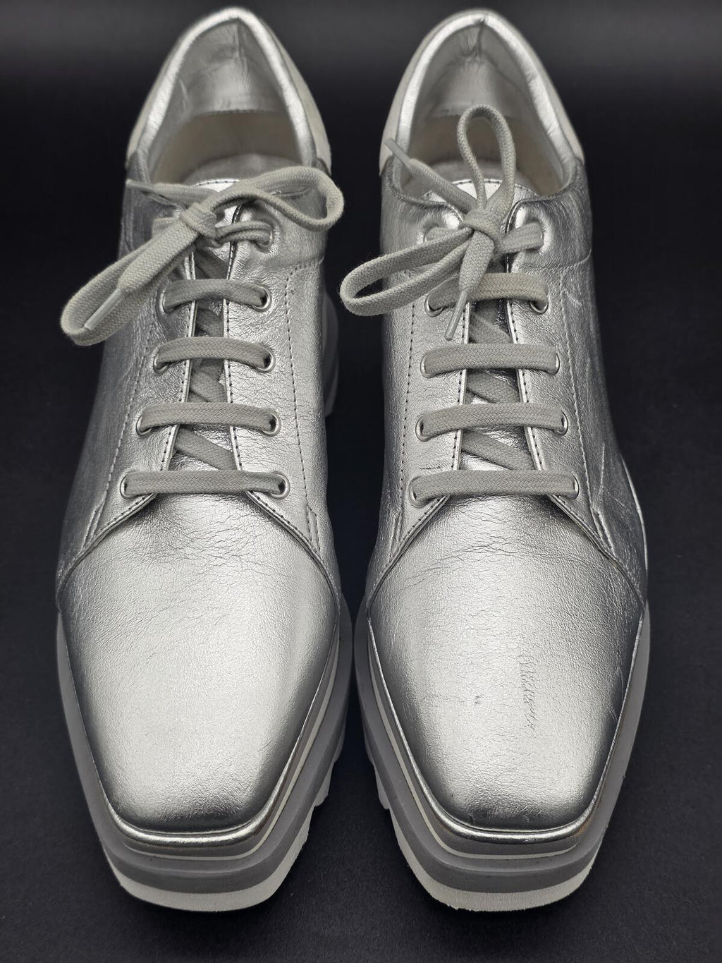 Stella McCartney Elyse Silver Platform Shoe EU38 US8, Like New, Made in Italy