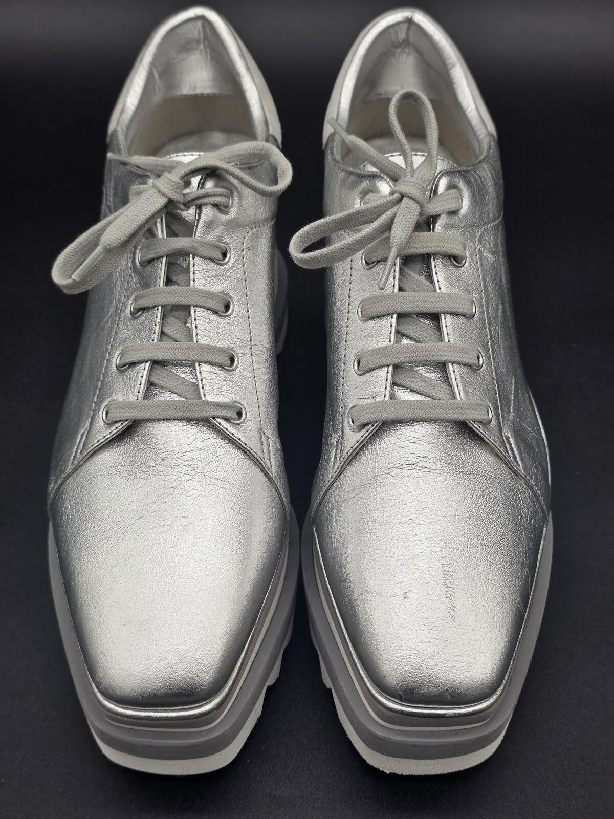 Stella McCartney Elyse Silver Platform Shoe EU38 US8, Like New, Made in Italy