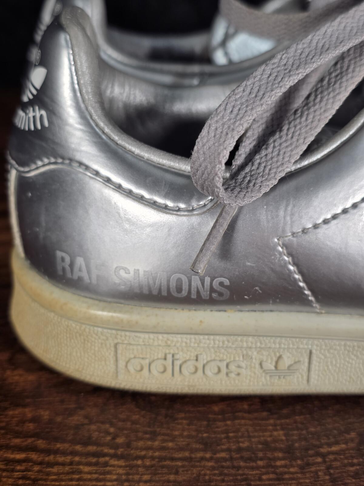 Raf Simons Stan Smith Adidas Silver Metallic AQ2643 Leather Sneakers Size 5.5