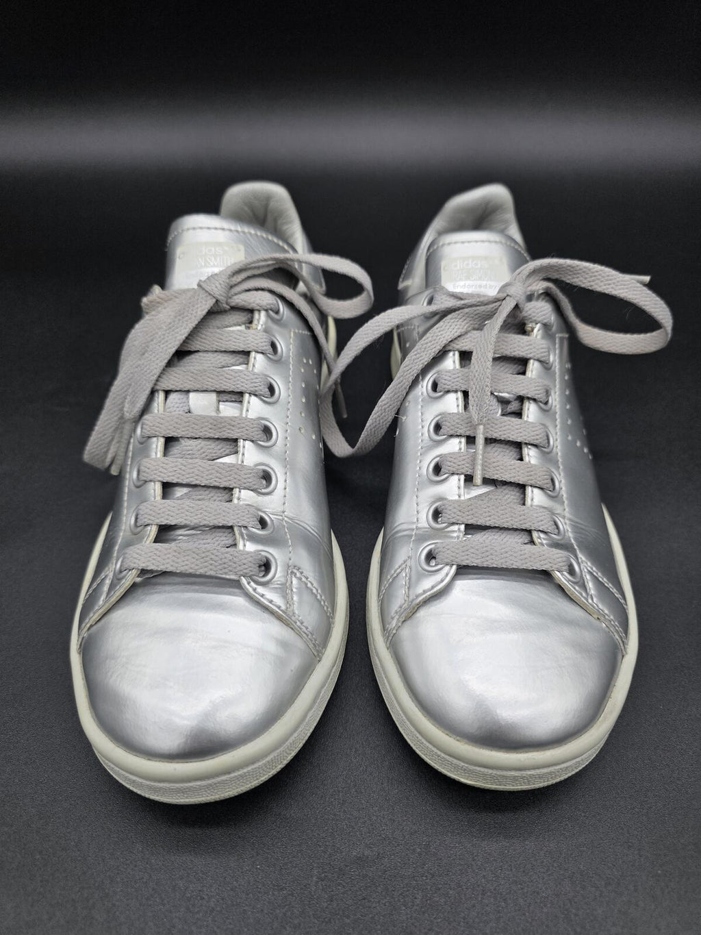 Raf Simons Stan Smith Adidas Silver Metallic AQ2643 Leather Sneakers Size 5.5