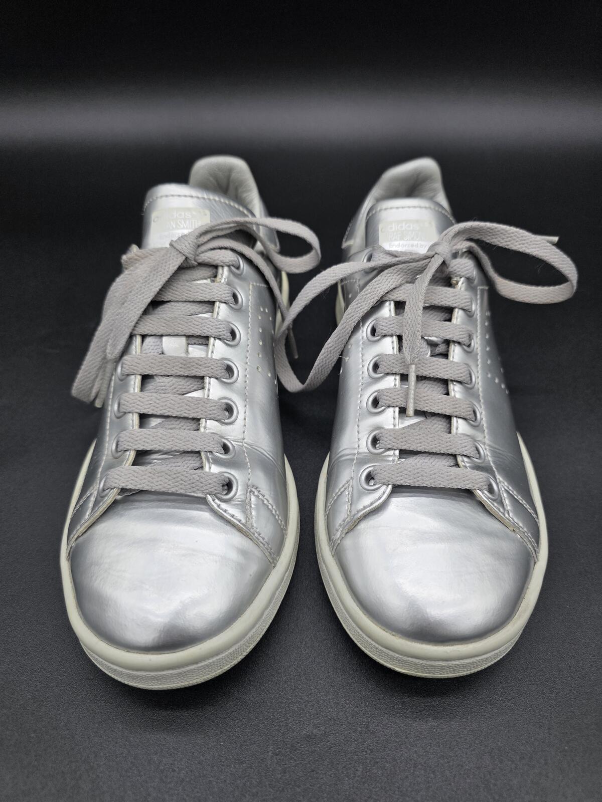 Raf Simons Stan Smith Adidas Silver Metallic AQ2643 Leather Sneakers Size 5.5