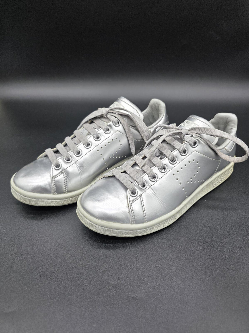 Raf Simons Stan Smith Adidas Silver Metallic AQ2643 Leather Sneakers Size 5.5