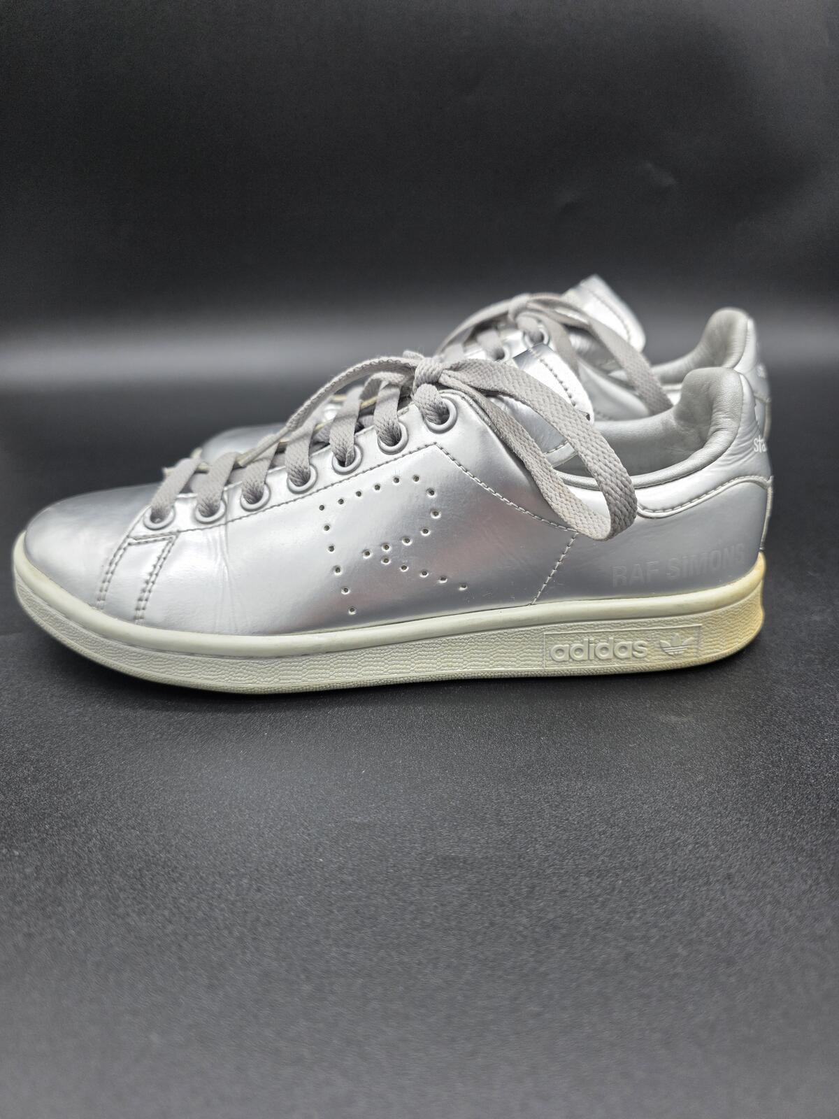 Raf Simons Stan Smith Adidas Silver Metallic AQ2643 Leather Sneakers Size 5.5