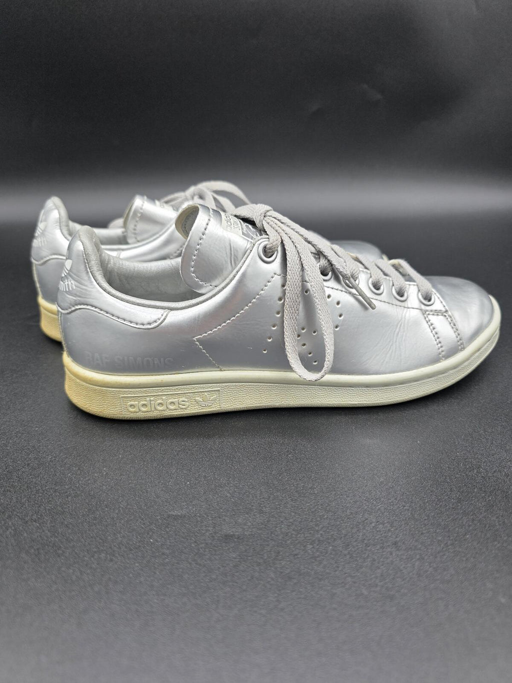 Raf Simons Stan Smith Adidas Silver Metallic AQ2643 Leather Sneakers Size 5.5