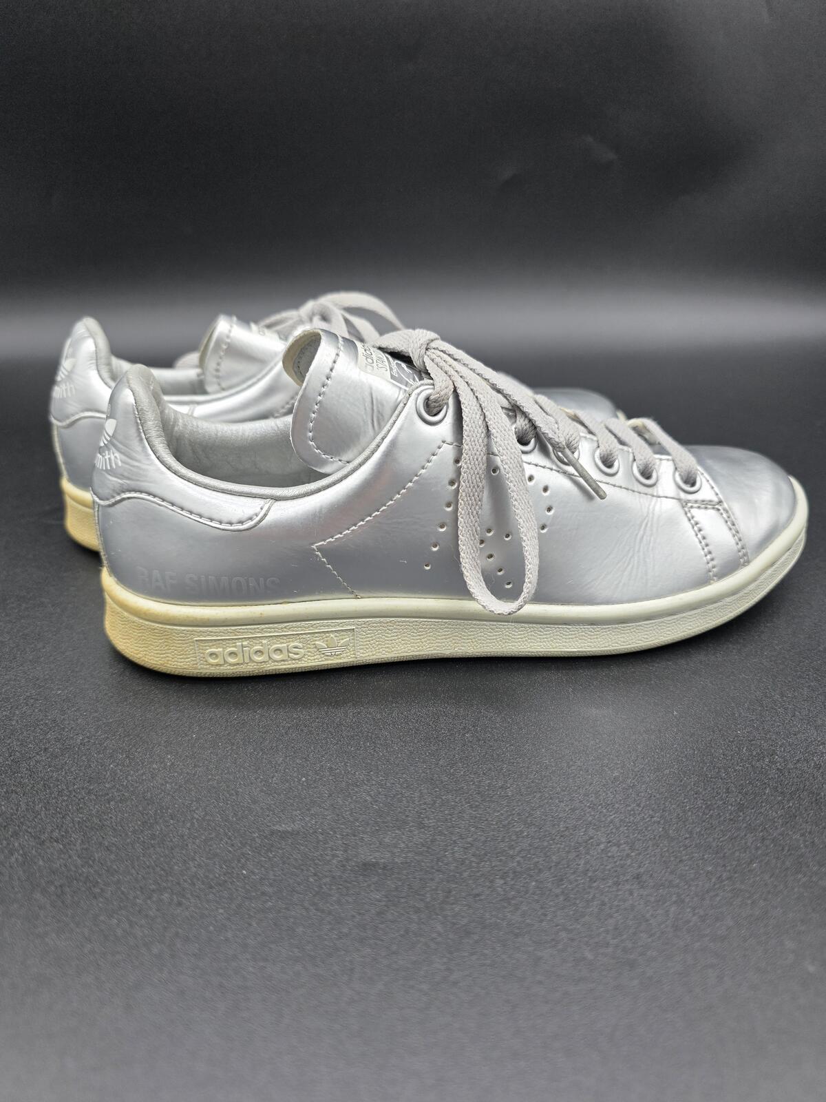 Raf Simons Stan Smith Adidas Silver Metallic AQ2643 Leather Sneakers Size 5.5