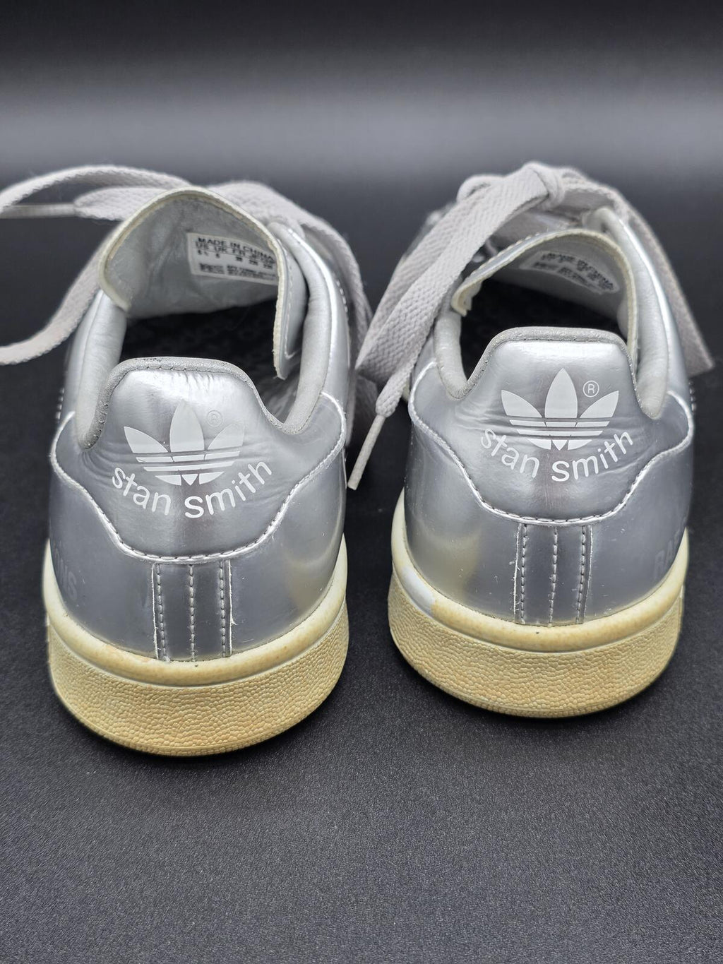 Raf Simons Stan Smith Adidas Silver Metallic AQ2643 Leather Sneakers Size 5.5