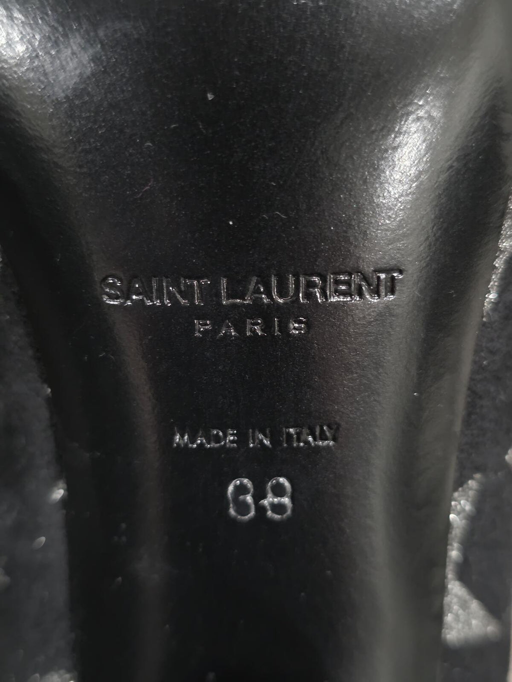 Yves Saint Laurent Paris Silver Star Black Suede Ankle Boot YSL EU38 US8 Italy
