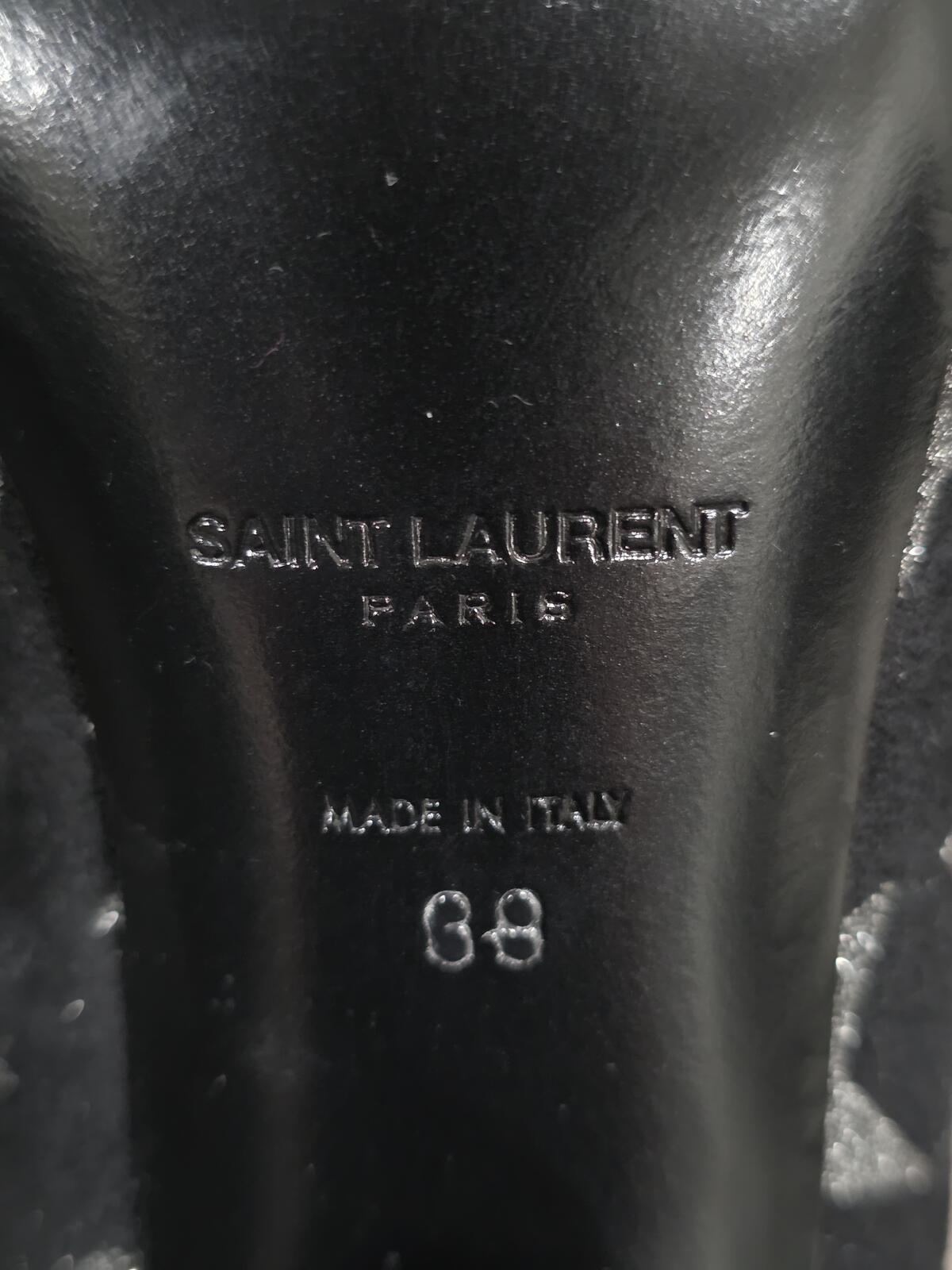 Yves Saint Laurent Paris Silver Star Black Suede Ankle Boot YSL EU38 US8 Italy