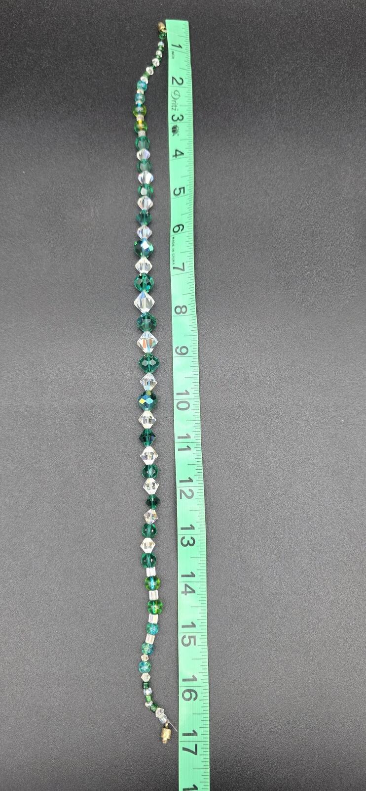 Vintage Austrian Crystal Necklace, Emerald & Forest Green Sparkling AB Beads
