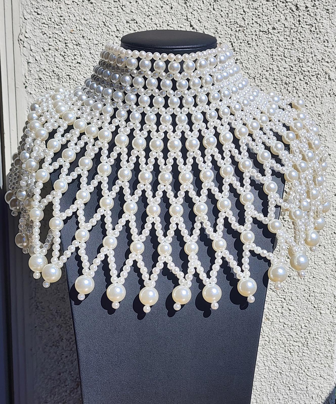Dramatic Pearl Bib Collar Necklace | Statement Choker | Bridal Runway Jewelry