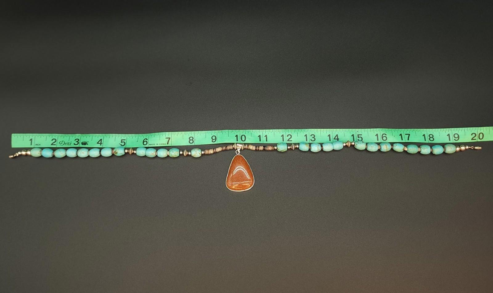 Genuine Turquoise Necklace | Goldstone Pendant | Southwest/Native American Style