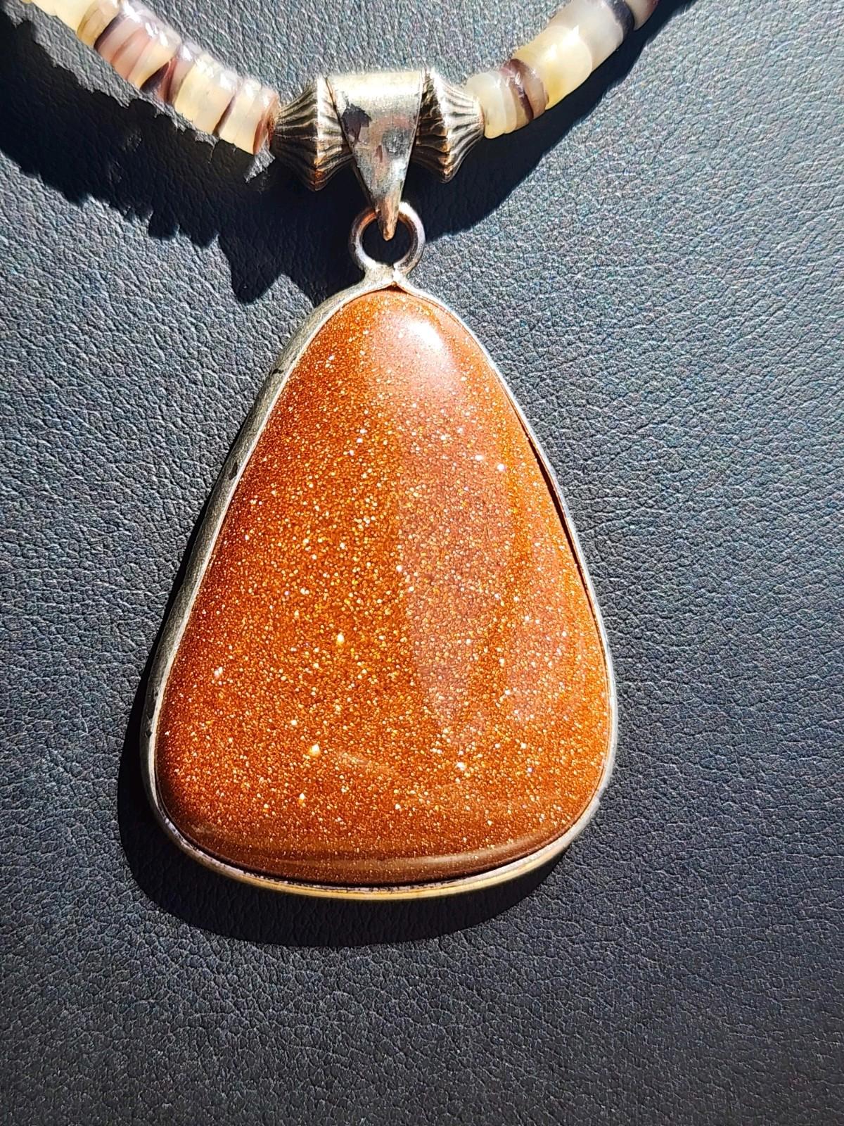 Genuine Turquoise Necklace | Goldstone Pendant | Southwest/Native American Style