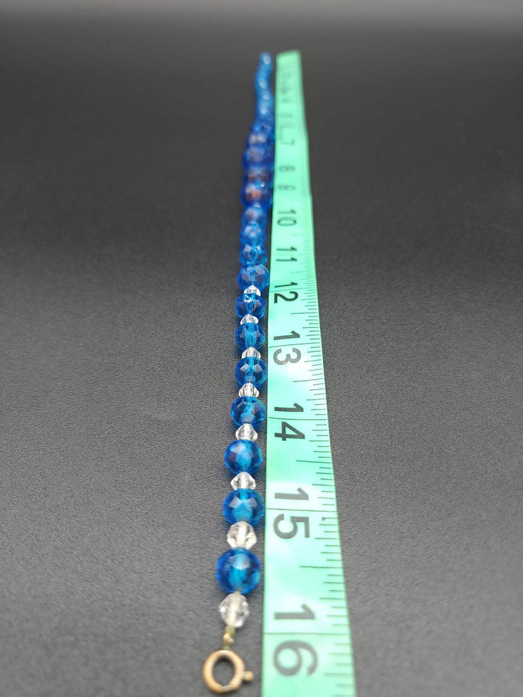 Vintage Cobalt Blue Uranium Czech Glass Necklace: Czechoslovakia Marked Clasp