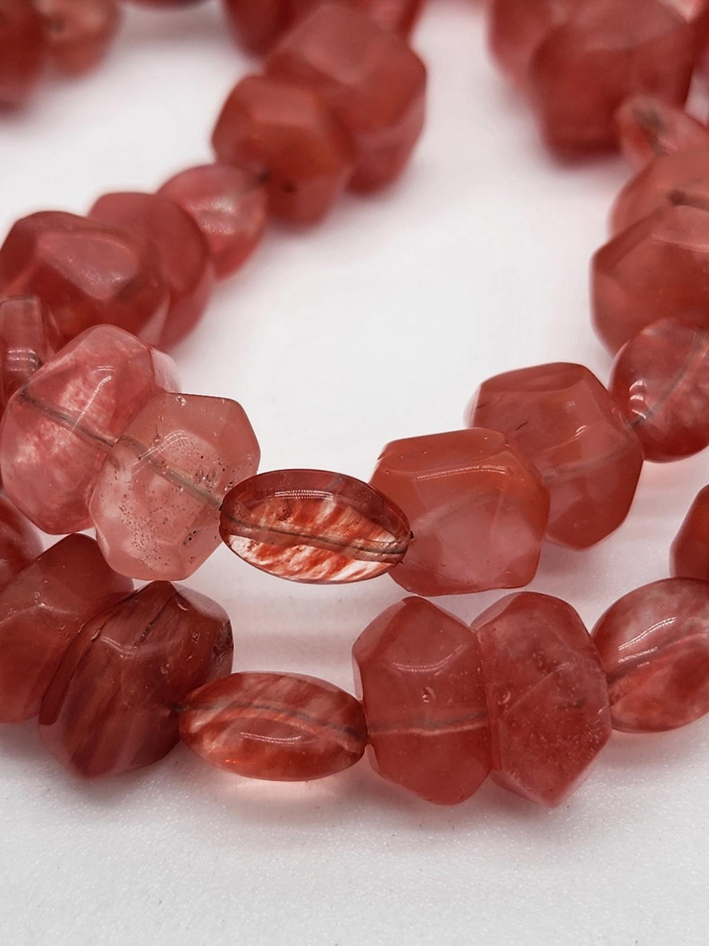 Cherry or Strawberry Quartz 925 Silver Necklace Dainty Pink Gemstone Jewelry
