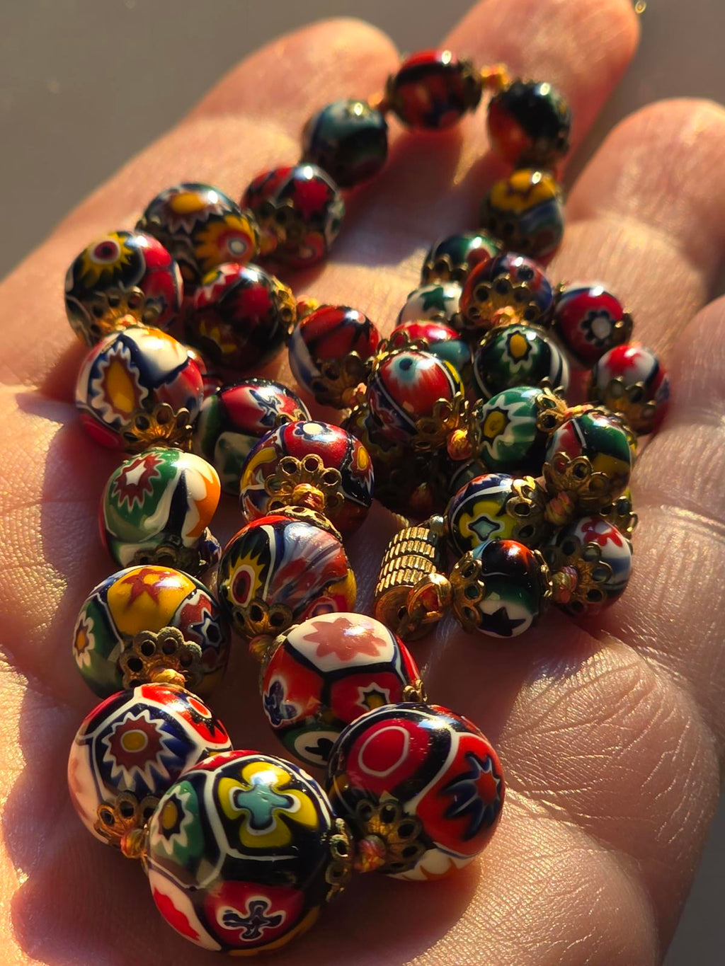 Vintage Murano Millefiori Venetian Glass Necklace Ercole Moretti Italian Art