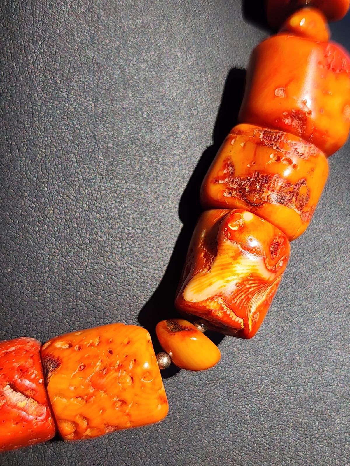 Barse Chunky Coral Statement Necklace Marked Barse & 925 172 grams 20" Long