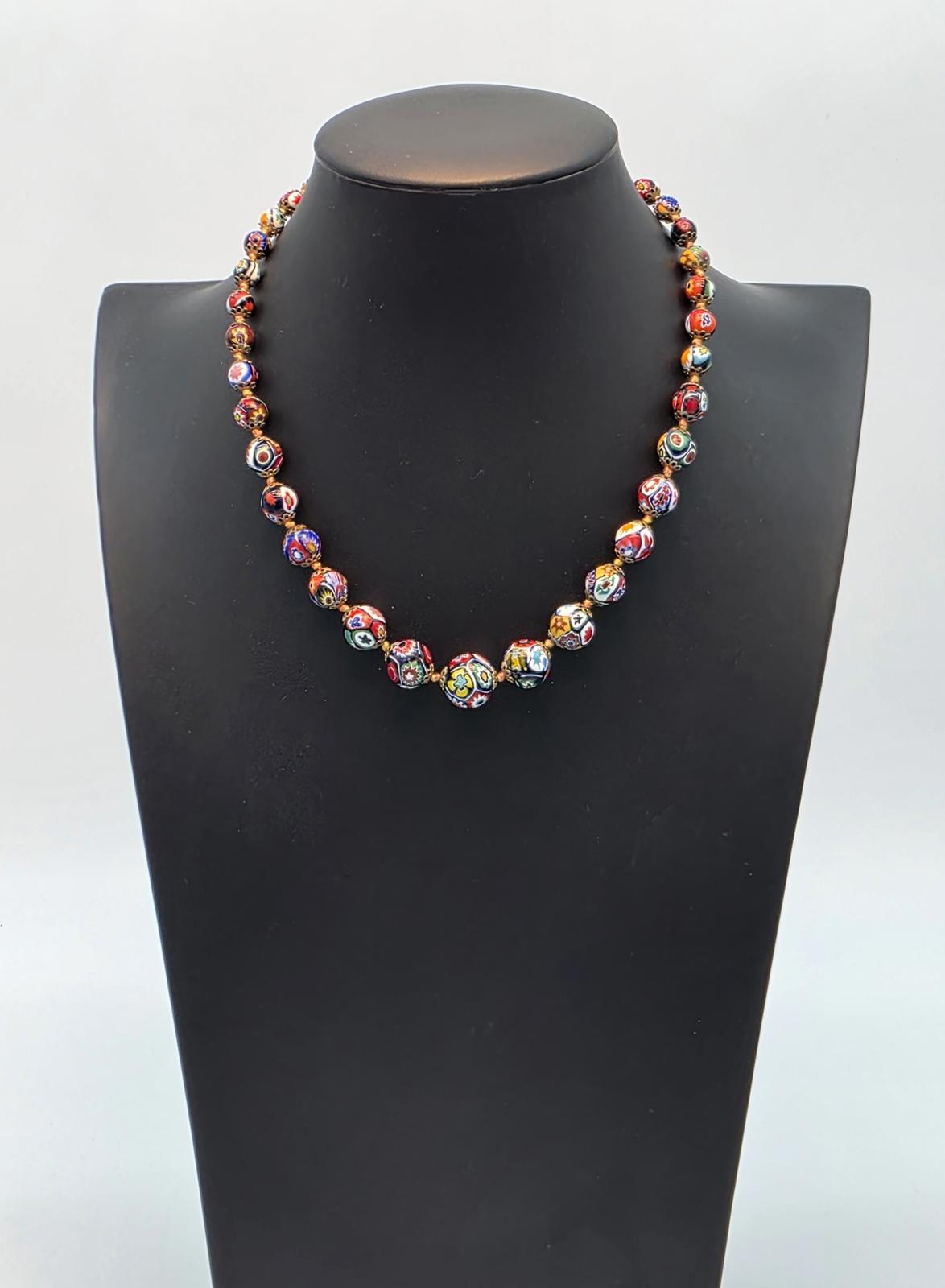 Vintage Murano Millefiori Venetian Glass Necklace Ercole Moretti Italian Art