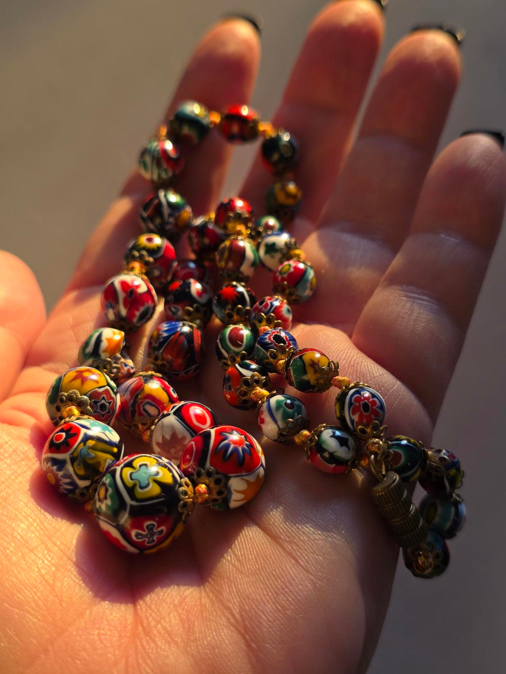 Vintage Murano Millefiori Venetian Glass Necklace Ercole Moretti Italian Art