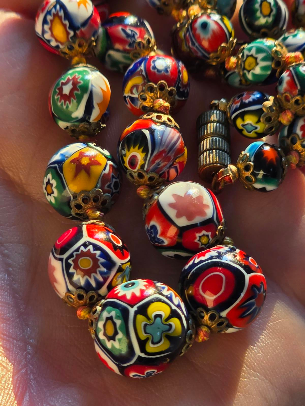 Vintage Murano Millefiori Venetian Glass Necklace Ercole Moretti Italian Art