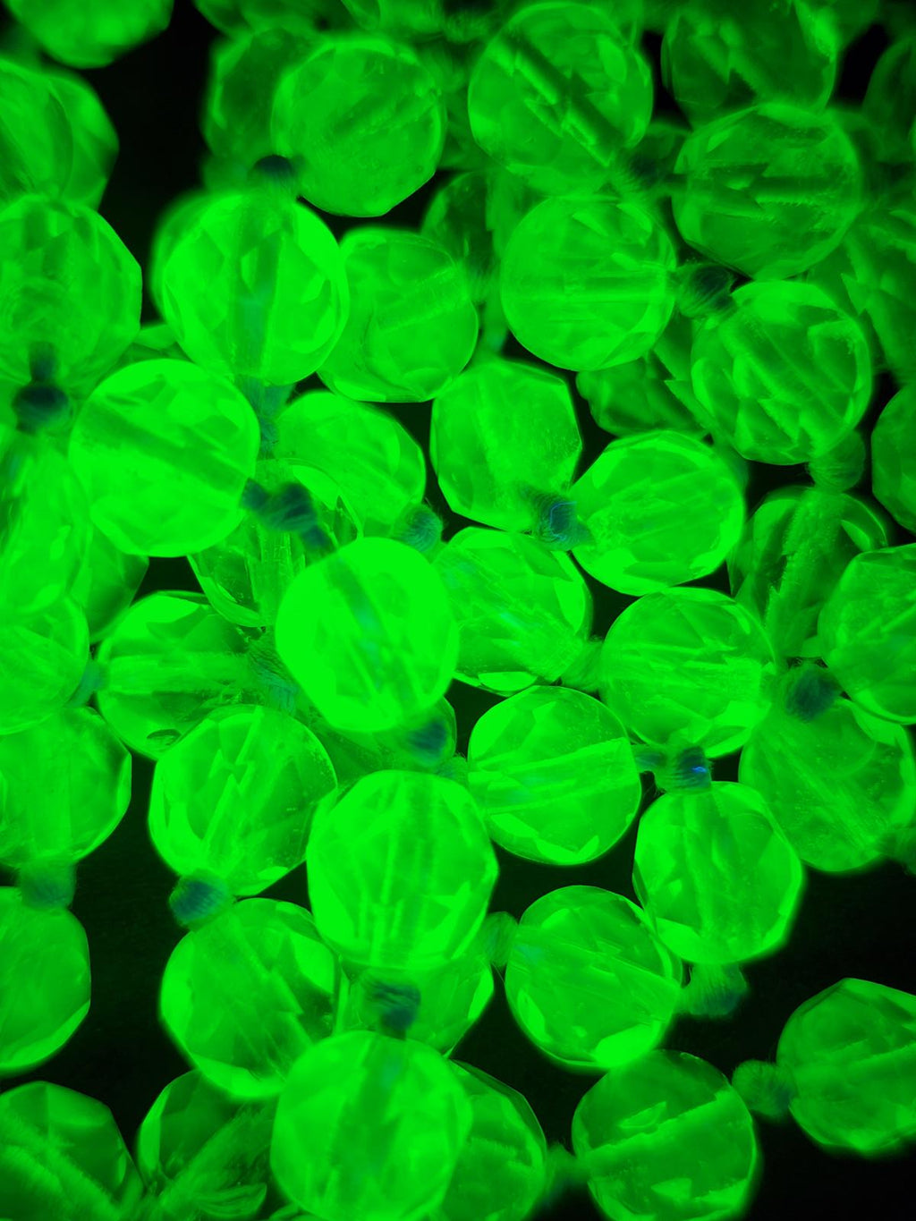 Vintage Yellow Uranium Glass Necklace 50" UV Glow Flapper Blacklight Jewelry