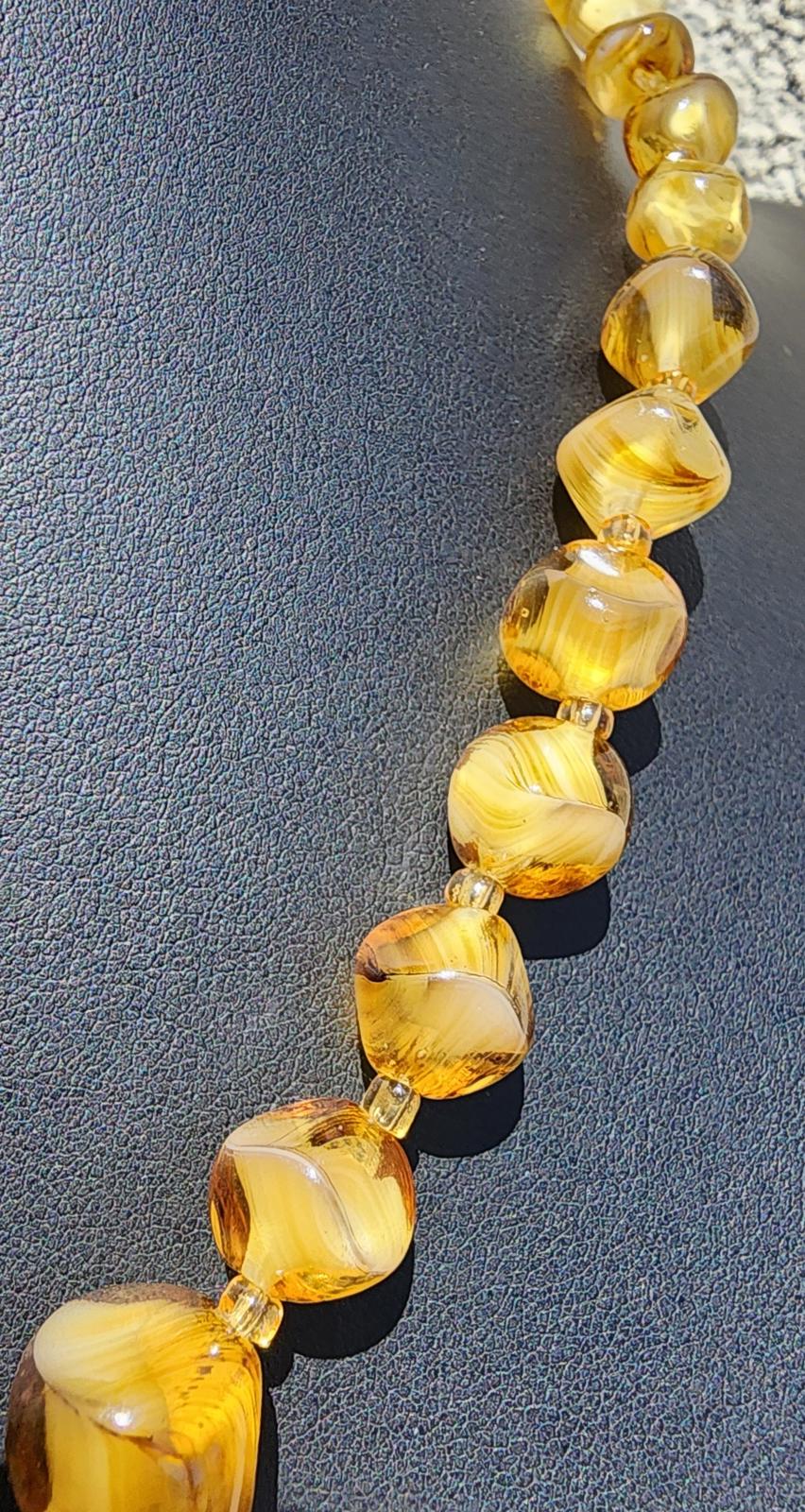 Rare Vintage Czech Amber Glass Marbled Necklace | Estate Sale | 1930's Art Deco