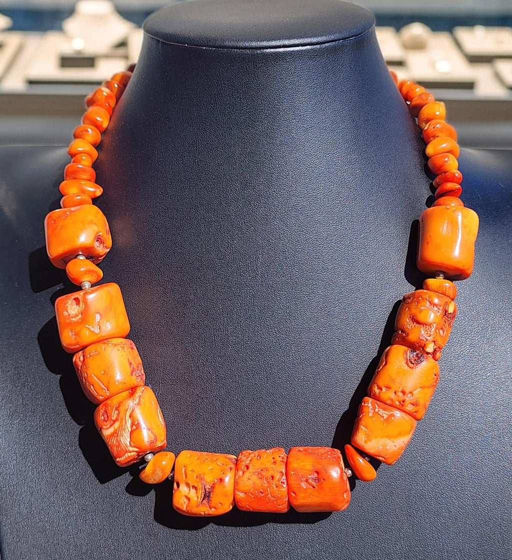 Barse Chunky Coral Statement Necklace Marked Barse & 925 172 grams 20" Long