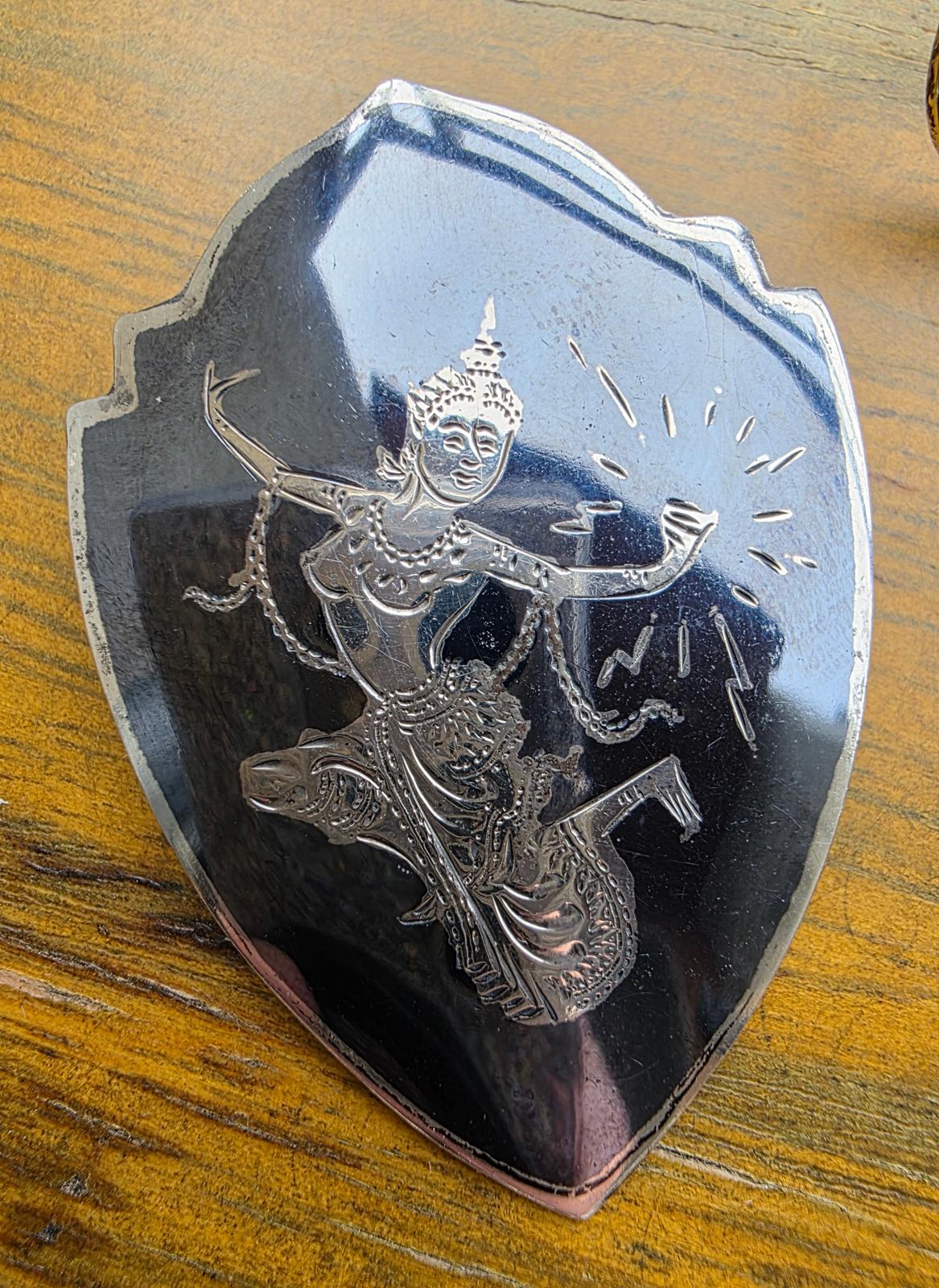 Vintage Siam Sterling Silver Niello Set 7pc 60g Thai Dancers Bracelets Pins