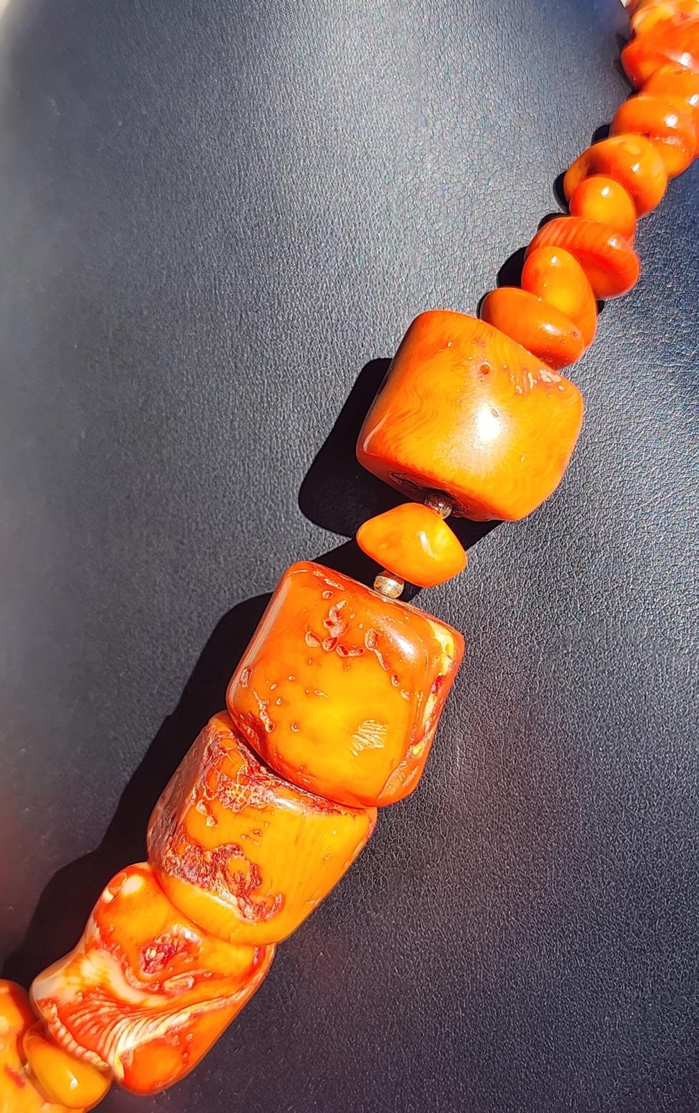 Barse Chunky Coral Statement Necklace Marked Barse & 925 172 grams 20" Long