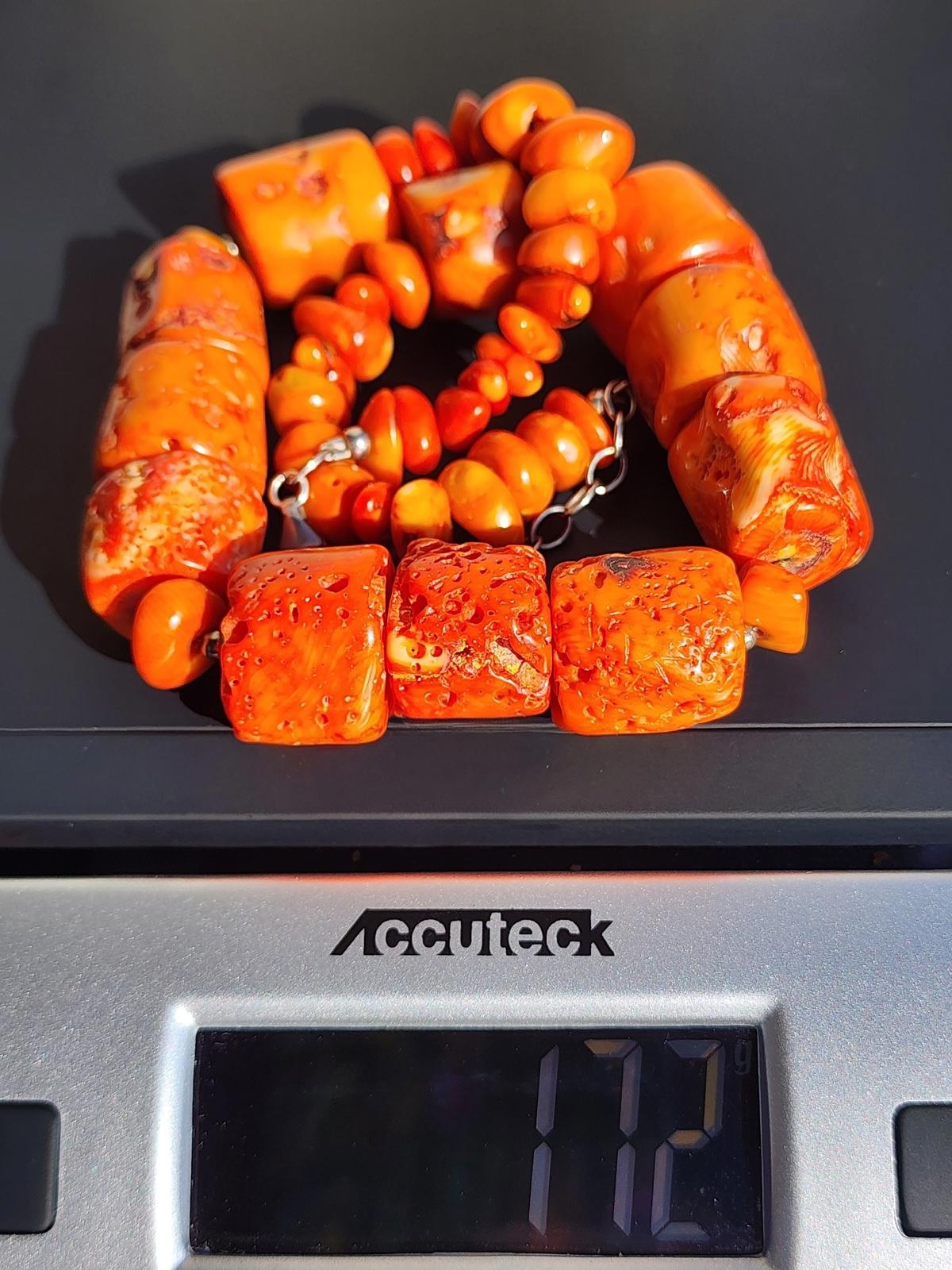 Barse Chunky Coral Statement Necklace Marked Barse & 925 172 grams 20" Long