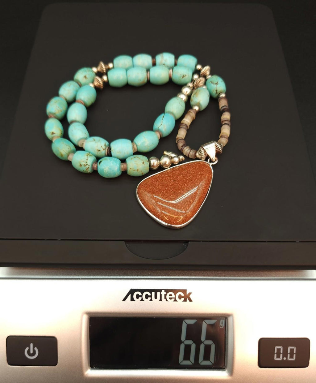 Genuine Turquoise Necklace | Goldstone Pendant | Southwest/Native American Style